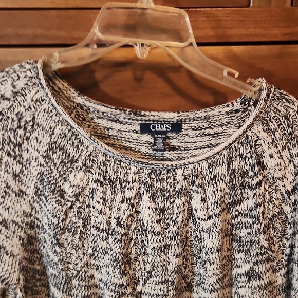 Chaps Black and White Crew Neck Sweater - Picture 3 of 4
